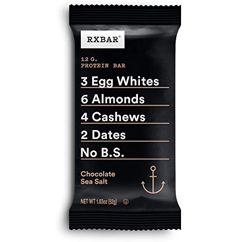 RXBAR, Chocolate Sea Salt, Protein Bar, 1.83 Oz (Pack of 12) High Protein Snack, Gluten Free