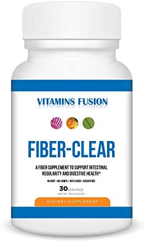 Vitamins Fusion Fiber Clear Dietary Supplement -No Grit, No Lumps, No Flavor, Sugar Free 30 Servings