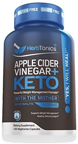 5X Potent Apple Cider Vinegar Capsules Plus Keto Bhb – Fat Burner and Weight Loss Supplement Detox for Women and Men 120 Vegan Pills