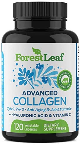 Advanced Collagen Supplement, Type 1, 2 and 3 with Hyaluronic Acid and Vitamin C – Anti Aging Joint Formula – Boosts Hair, Nails and Skin Health – 120 Veggie Capsules – by ForestLeaf