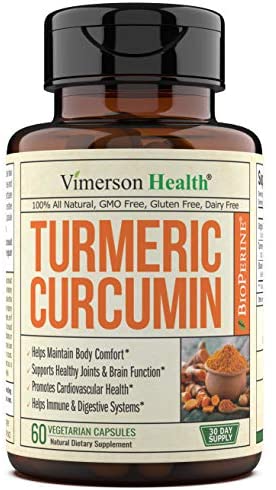 Turmeric Curcumin with BioPerine Black Pepper 1300 mg, 95% Curcuminoids High Absorption Extra Strength, Joint Support and Discomfort Relief, Antioxidant Herbal Dietary Supplement, 60 capsules
