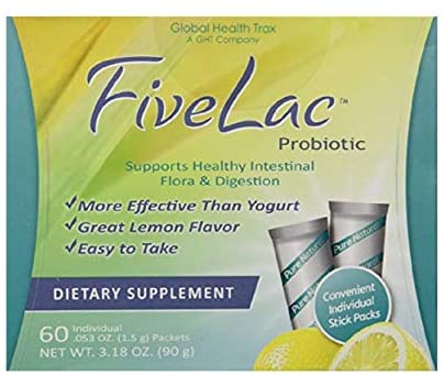 FiveLac Probiotic Lemon Flavor Dietary Supplement (3 Box) 60 Packets by GHT Support Your Daily Health and Wellness Needs