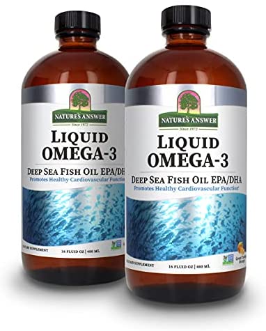 Nature’s Answer Liquid Omega-3 | Deep Sea Fish Oil with EPA/DHA Dietary Supplement | Cardiovascular Support | No Preservatives & Gluten-Free 16oz (Pack of 2)