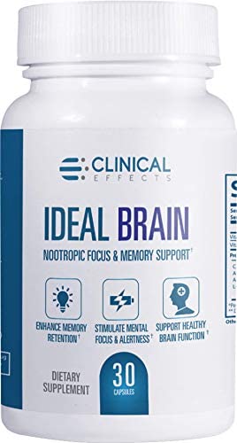 Clinical Effects: Ideal Brain – Dietary Supplement for Nootropic Focus and Memory Support – 30 Capsules – B Vitamins, GABA, Alpha-GPC – Helps Support Memory, Mental Focus, and Healthy Brain Function