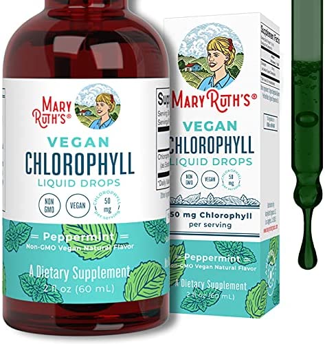 Organic Chlorophyll Liquid Drops by MaryRuth’s | Vegan Liquid Chlorophyll | Energy Supplement Natural Deodorant Liver Function Immune Support | Non GMO, Peppermint | 50mg per Serving, 30 Servings